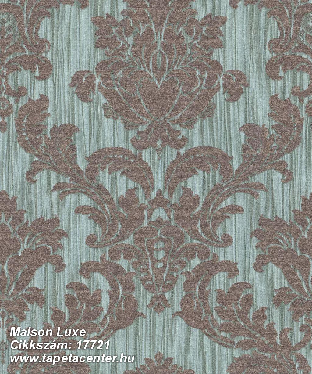 Barokk-klasszikus,dekor,textil hatású,kék,szürke,súrolható,vlies tapéta 